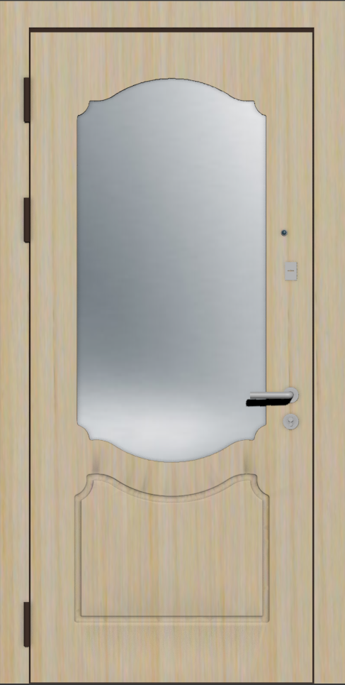 Входная дверь с зеркалом беленый дуб 